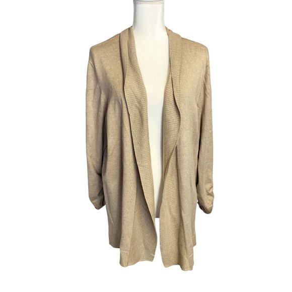EUC Avenue Open Front Long Sleeve Lagenlook Drape Knit Cardigan Sweater Sz 22/24 - Picture 1 of 6